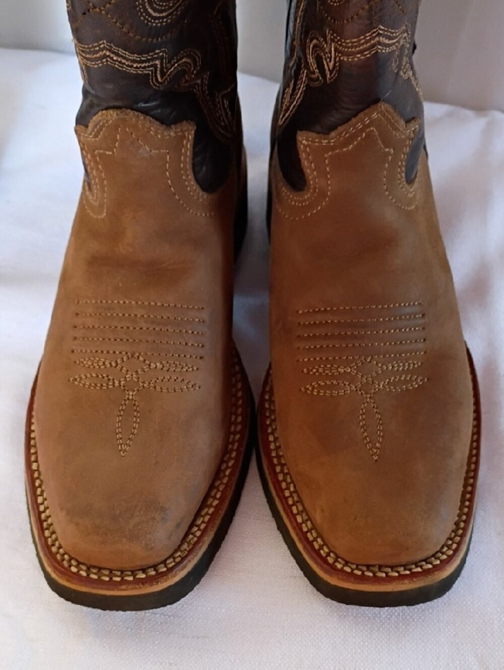 Establo Toddler Brown Leather Western Cowboy Boots Size 4 Embroidered - Picture 5 of 9
